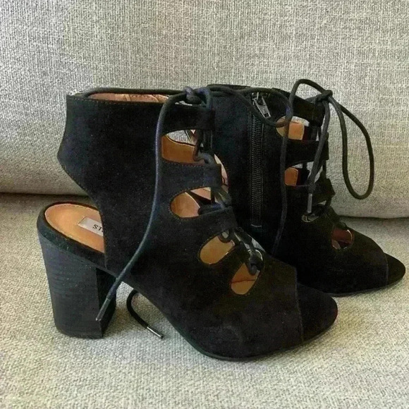Steve Madden | NWT lace up chunky black block  heels size 7 - Picture 4 of 4